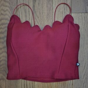Rosetta Red Scalloped Crop Top Size S